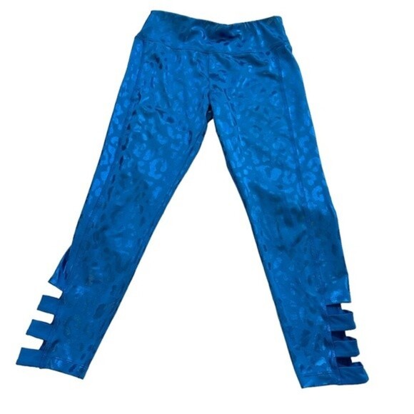 Justice Blue Leopard Leggings size 12 - Picture 2 of 5